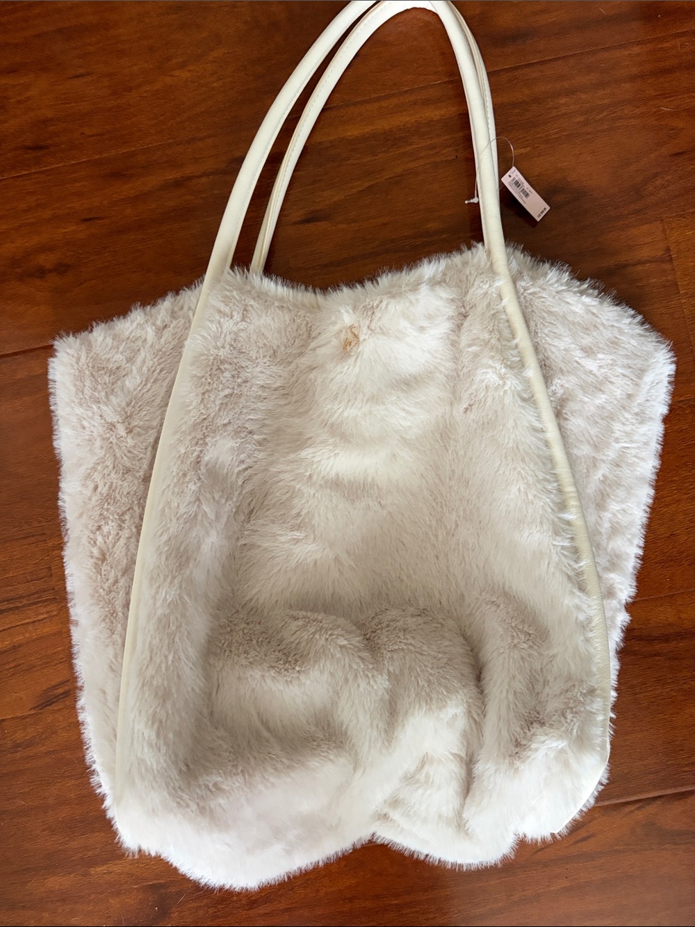 Faux Fur Tote Bag in Cream - Women Bags